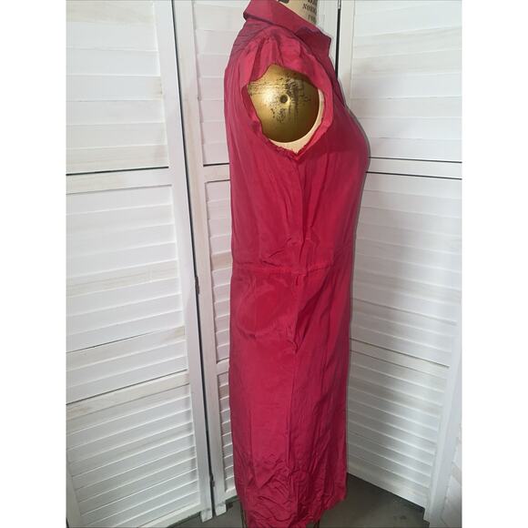 80s Francesca of Damon For Starlington Bright Pink 100% Silk Pencil Dress Sz 8 - Picture 5 of 9